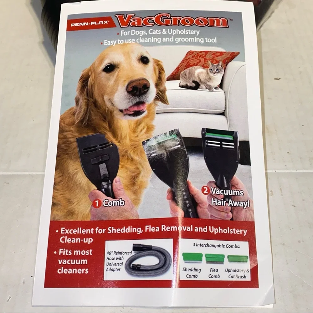 Penn-Plax VacGroom for Dogs Cats & Upholstery Easy to Use Cleaning & Grooming